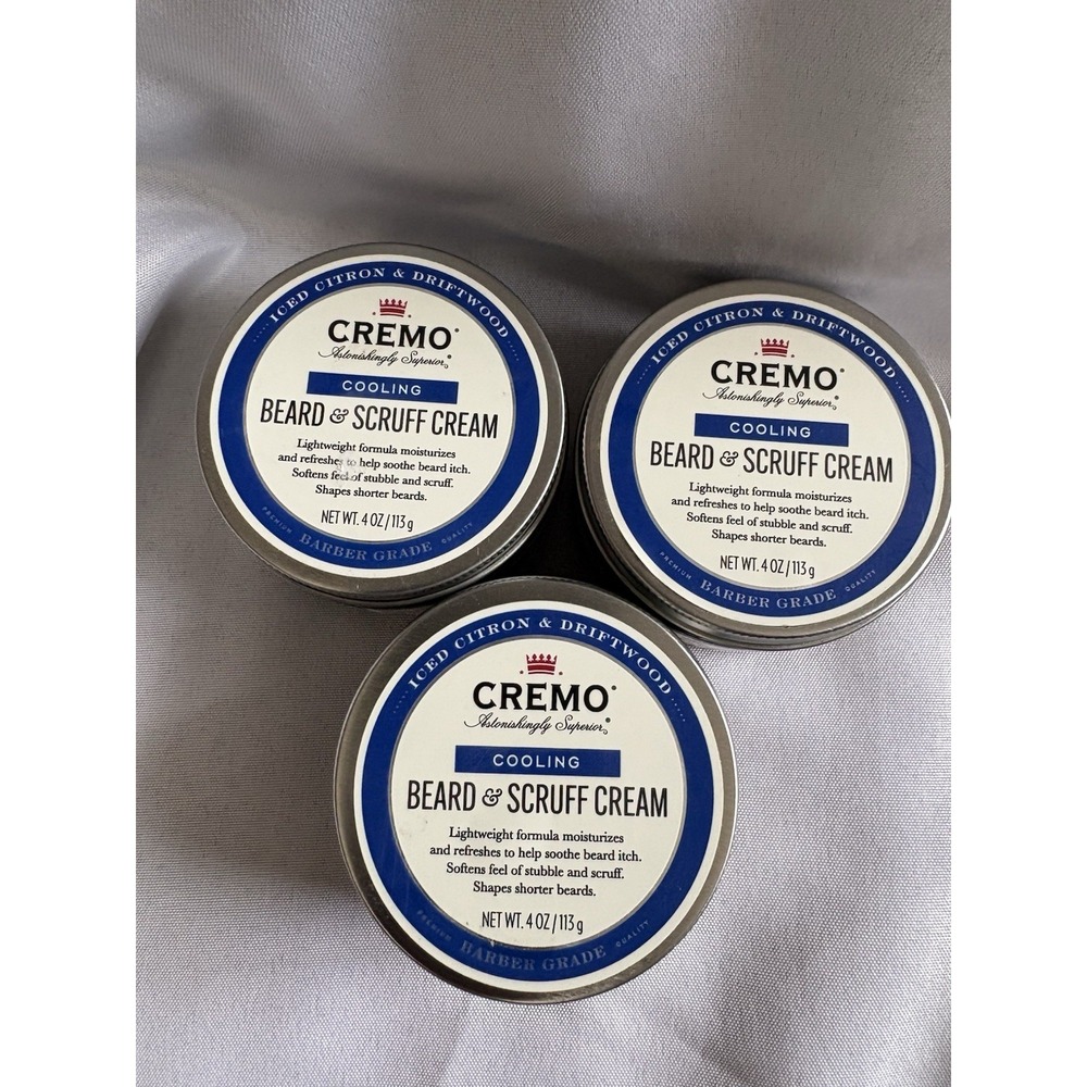 NEW CREMO Cooling Beard and Scruff Cream 4 oz Iced Citron and Driftwood 3 Pack
